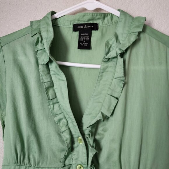SAM‎ & MAX x VINTAGE y2k green babydoll ruffle tie waist top size M - Picture 7 of 7